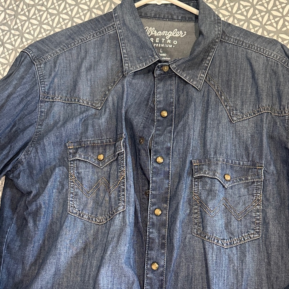 Wrangler Men's Retro Denim Western Shirt - Blue